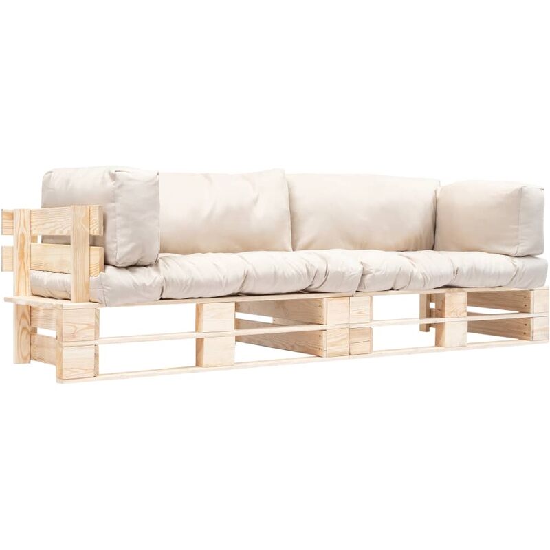 

Happyshopping - Set sofas jardin de pales 2 uds cojin arena madera pino