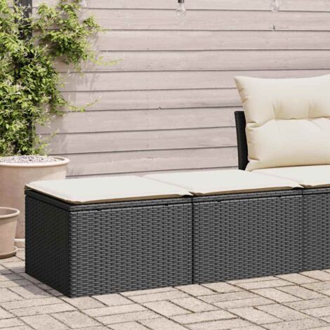 Set sofás jardín y cojines 2 pzas ratán sintético acacia negro vidaXL