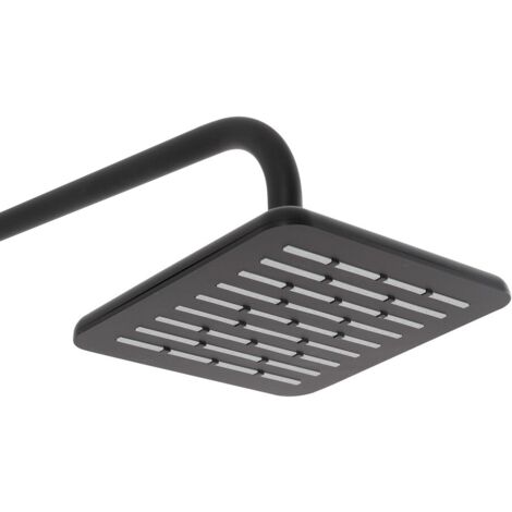 Set Soffione doccia 20 x 20  cm e braccio di 35 cm in finitura nero anticalcare Hidra