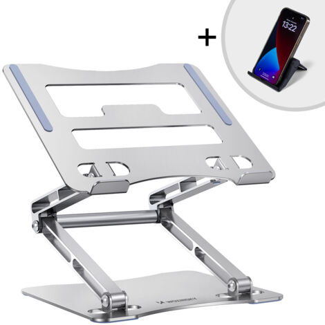 SET Soporte para portátil + soporte para smartphone de aluminio - plateado