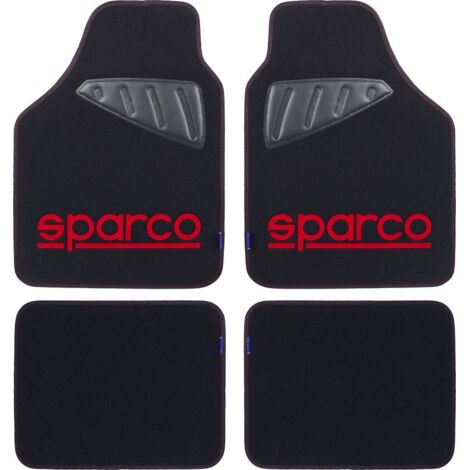Set  SPC19 completo tappetini universali auto moquette nero/rosso poliestere