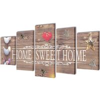 Set Stampa su Tela da Muro 5 pz Home Sweet Home 100 x 50 cm
