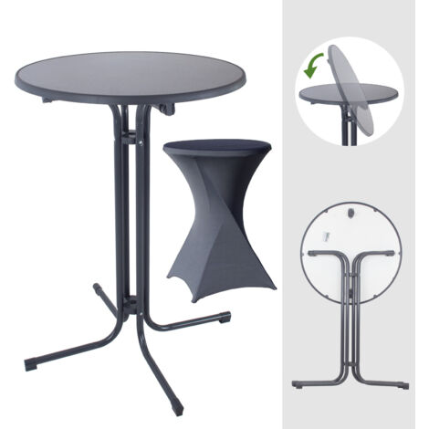 Set Stehtisch klappbar Ø 80 cm & Husse Tischdecke bügelfrei für Gastrotisch Partytisch Bistrotisch