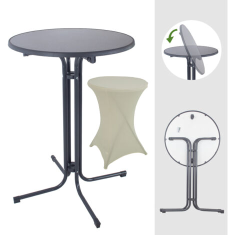 Set Stehtisch klappbar Ø 80 cm & Husse Tischdecke bügelfrei für Gastrotisch Partytisch Bistrotisch