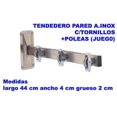Set stendibiancheria da muro in acciaio inox con viti e pulegge 44 cm x 4 x 2 - 301012