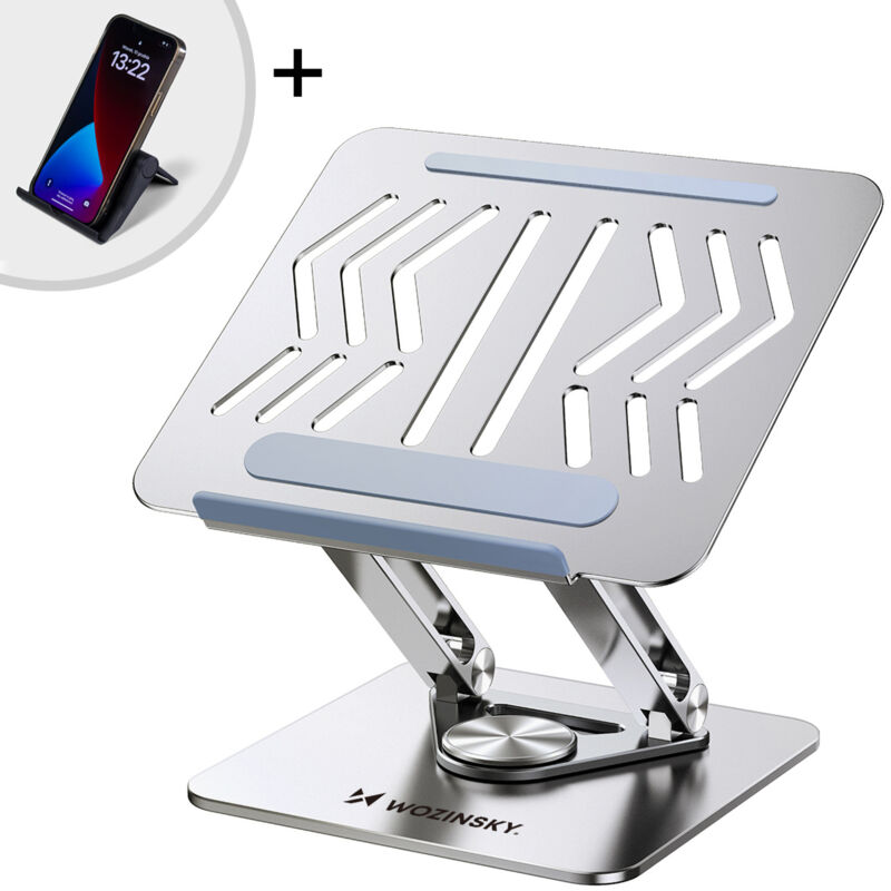 SET Support aluminium pour ordinateur portable 360 ​​+ support pour smartphone - argent