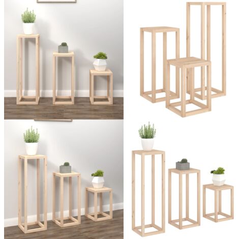 Set Supporti per Piante 3 pz in Legno Massello di Pino - Supporti in legno - Supporti per fiori