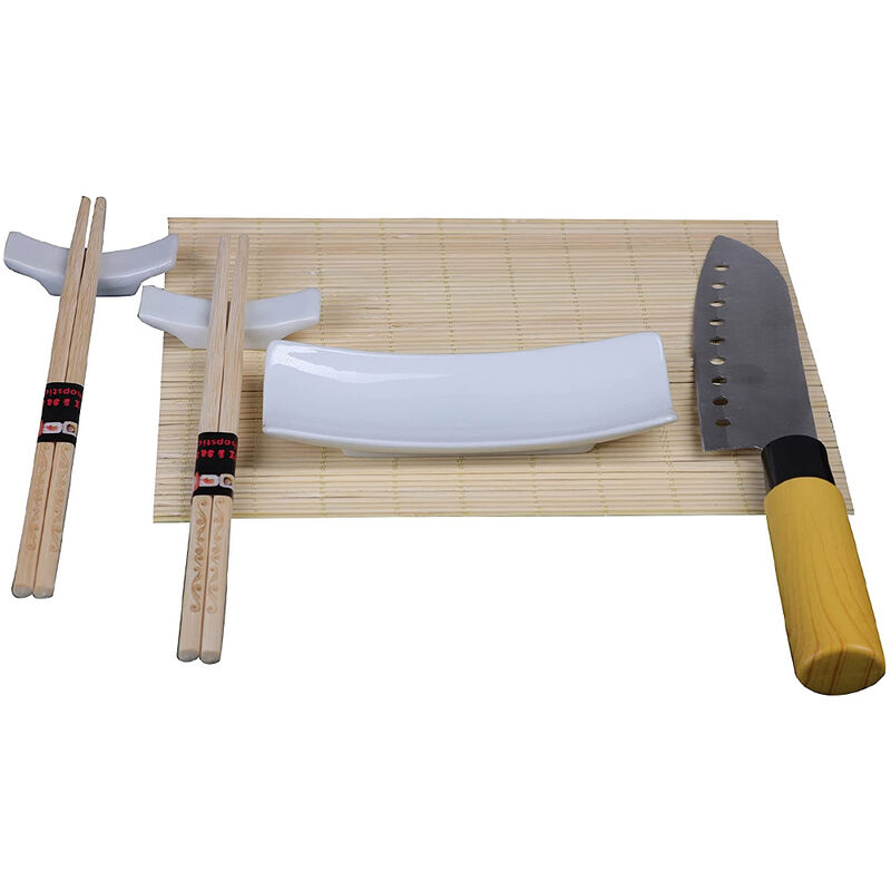 Image of Set 7 Pezzi per Sushi in Bamboo Cucina Orientale Sala da Pranzo Kit Aperitivo