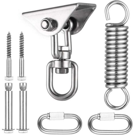 Set Suspension Hanging Chair, Gancio per Soffitto a 360°, Gancio soffitto Girevole, Gancio per Sacco Boxe in Acciaio Inox, Supporto da Soffitto Fino a 500 kg, per Amaca, Yoga, Sacco da Boxe