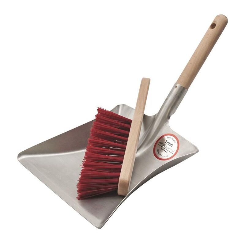 Jeude pelles à poussière avec manche en bois métal Pelle à poussière et balayette feuille L230xl240 mm