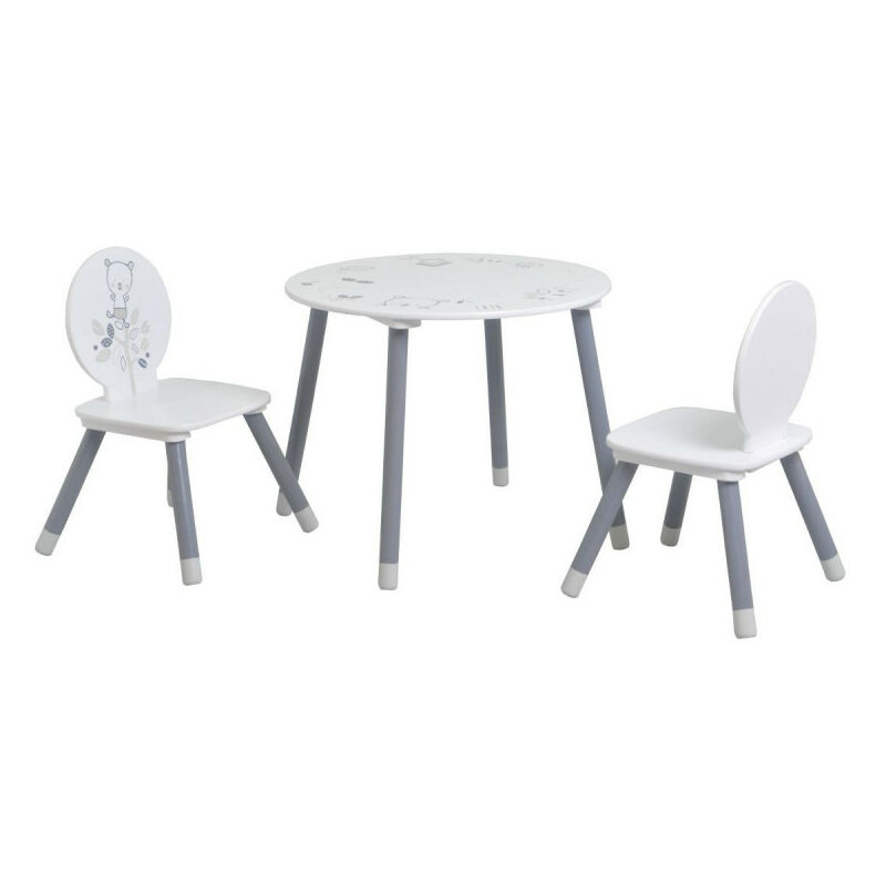 M&s - Table + 2 chaises Blanc / Gris nounours