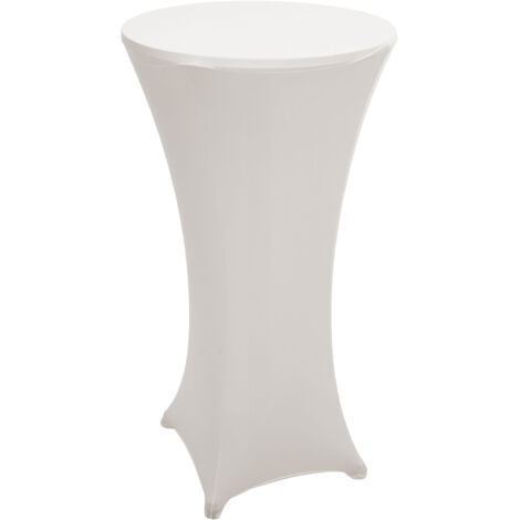 Set table haute + housse de table haute HWC-J30, pliable et réglable en hauteur Ø 60cm  housse crèm
