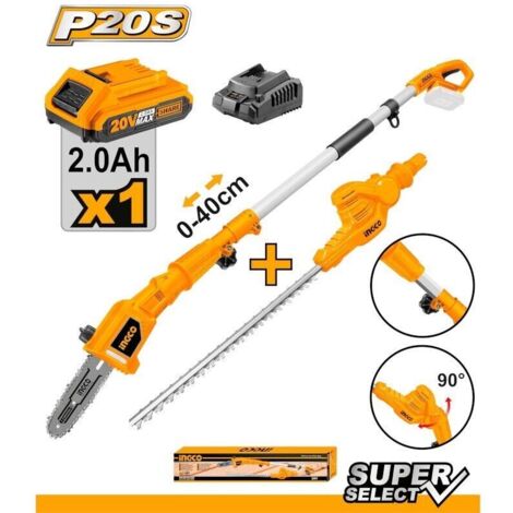 Set Tagliasiepi +Sega Potatore + Asta Telescopica - A BATTERIA 20V - CPTS201681 INGCO