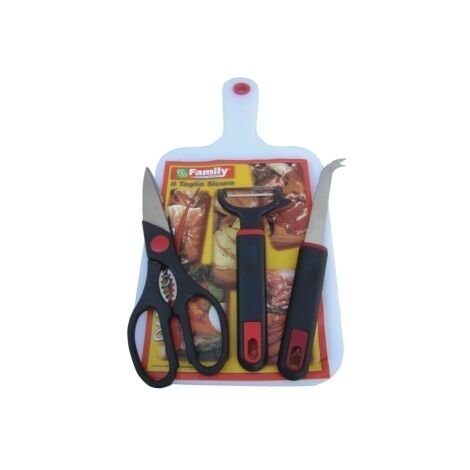 Set Tagliere in pvc e tre accessori per la cucina coltello/pelapatate/forbici