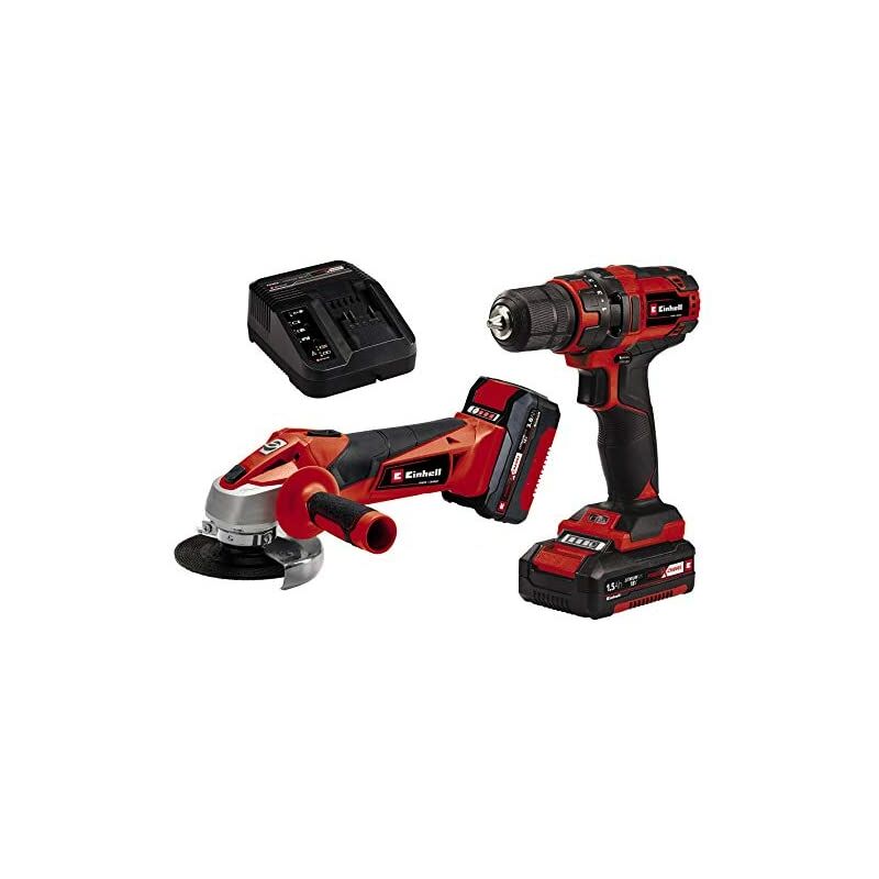 

Einhell Set de máquinas TC-TK 18 Li Kit Power X-Change (18 V, Li-Ion, taladro destornillador TC-CD 18/35 Li + amoladora angular TC-AG 18/115 Li,