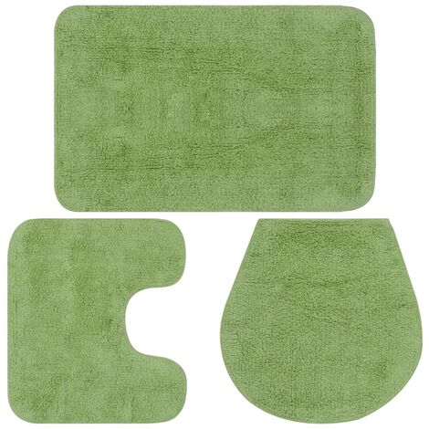 Set Tappetini per Bagno 3 pz in Tessuto Verde