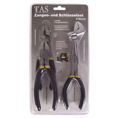Set TAS Zangen Schlüssel 4 teilig Stahl Seitenschneider Schrauben Werkzeuge Heim