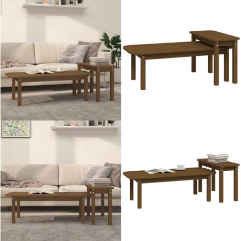 Set Tavolini da Salotto 2 pz Ambra in Legno Massello di Pino - Tavoli in legno - Design salvaspazio