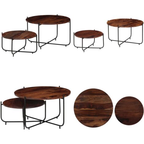 Set Tavolini da Salotto 2 pz in Massello di Acacia 60x35 cm - Tavoli in acacia - Tavoli in legno massello