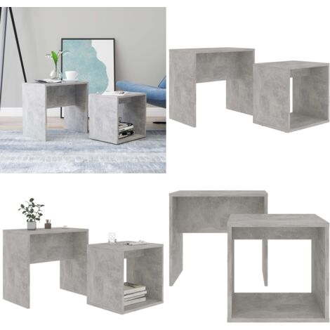 Set Tavolini da Salotto Grigio Cemento 48x30x45 cm Multistrato - Tavolino estraibile - Tavolino impilabile