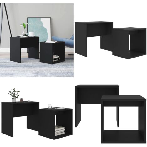Set Tavolini da Salotto Nero 48x30x45 cm in Legno Multistrato - Tavolino da caffè - Tavolino in legno