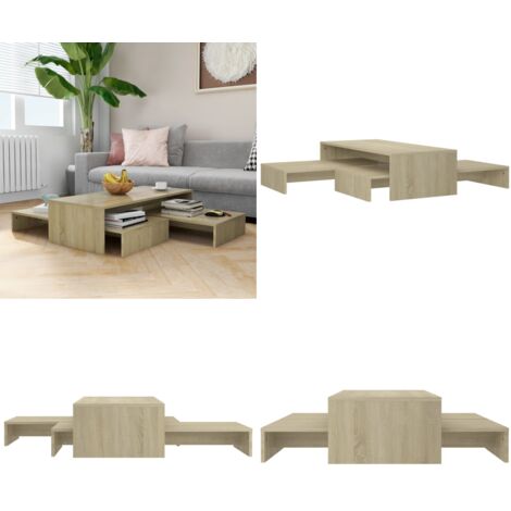 Set Tavolini Estraibili Rovere Sonoma 100x100x26,5 Multistrato - Tavoli da salotto - Tavoli in legno