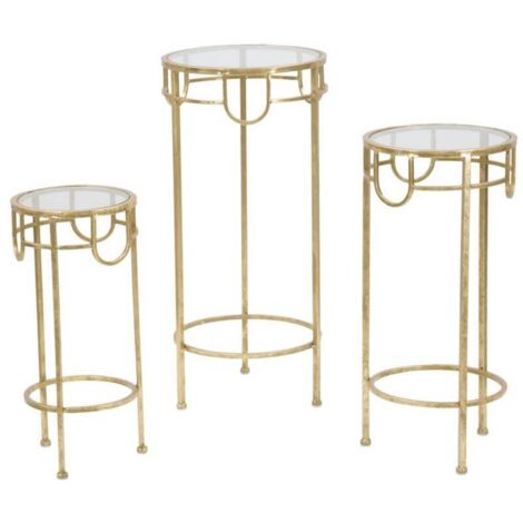 Set Tavolino Dorato 3 PZ cm diam 33X70 - 28X60 - 23X50 - GOLD 3 PZ