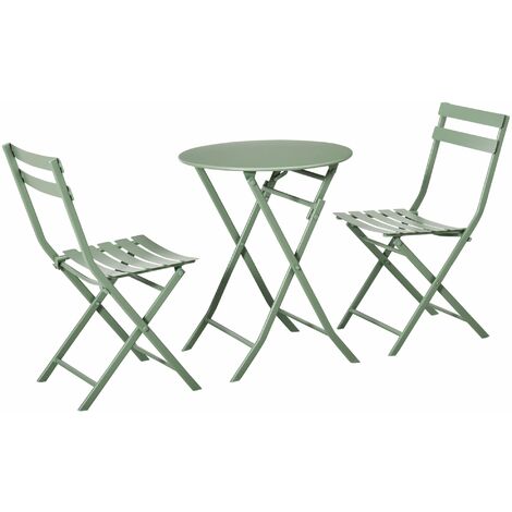 Set Tavolino e 2 Sedie Pieghevoli da Giardino   Verde
