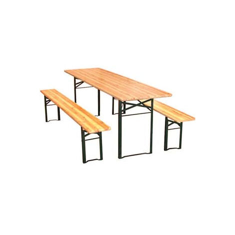 Set Tavolo + 2 Panche Birreria 2 Gambe tavolo cm.200x50x77h. - panche cm.200x25x47h.