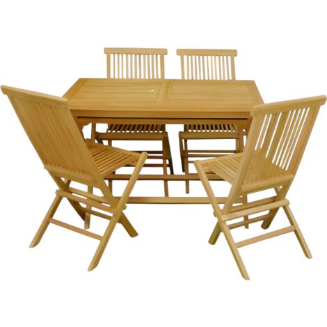 SET TAVOLO + 4 SEDIE PIEGHEVOLI IN LEGNO DI TEAK