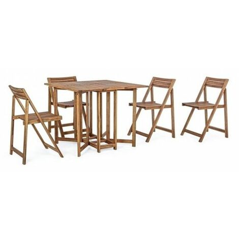 Set Tavolo 90x90 cm e 4 Sedie in Legno modello Noemi Pieghevole Salvaspazio