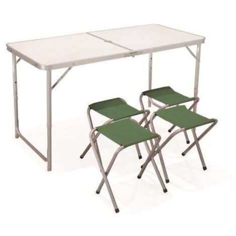 SET TAVOLO A  VALIGETTA CON QUATTRO SGABELLI 120X6