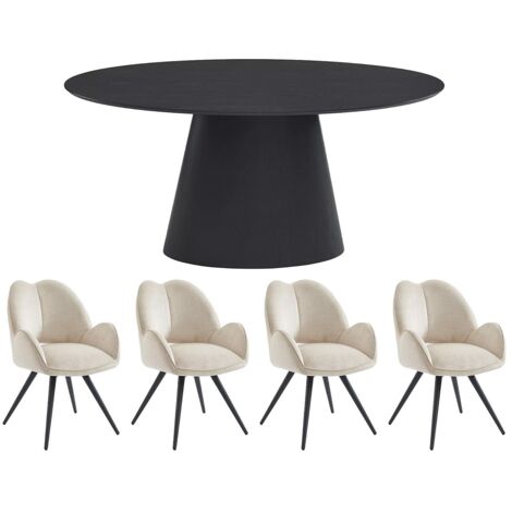 Set tavolo ANTELADA + 4 sedie GULSUN Nero e Beige