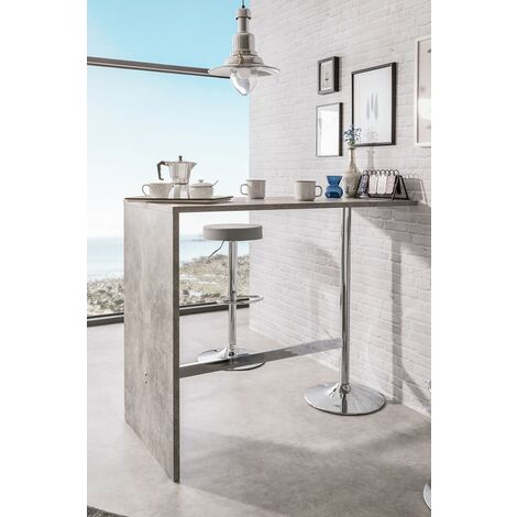 Set Tavolo Bar Alto 120x60 Grigio Mobile Bancone per Sgabelli da Cucina Snack