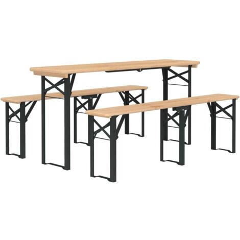Set Tavolo Birreria Pieghevole 3 pz in Legno Massello di Abete vidaXL