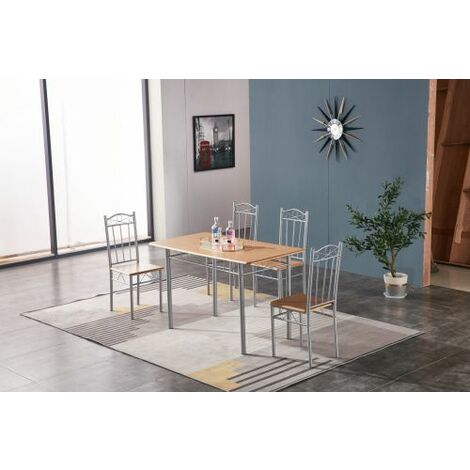 SET TAVOLO C/4 SEDIE 120X70 CM LEGNO CHIARO