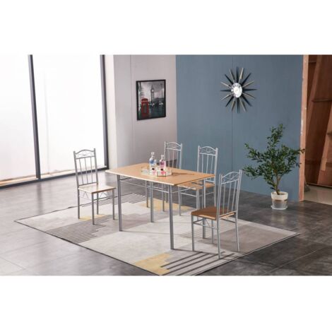 SET TAVOLO C/4 SEDIE 120X70 CM LEGNO CHIARO