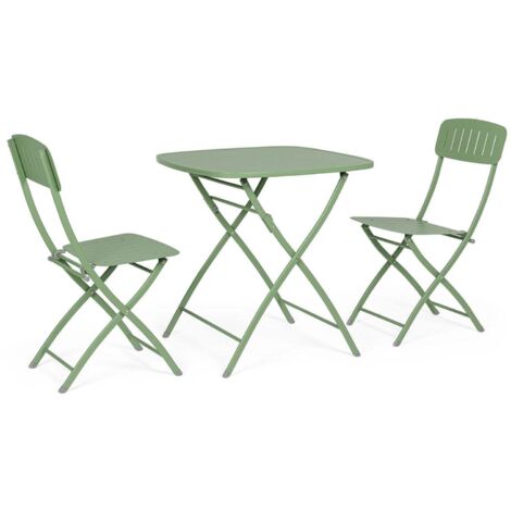 Set tavolo con 2 sedie "Bistrot" in acciaio verniciato per esterno -Bianco