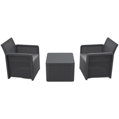 Set Tavolo con 2 Sedie Shaf Antracite 57 X 57 X 42 CM (3 Pezzi)