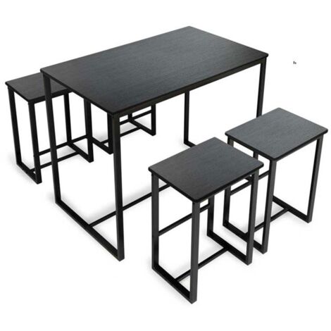 SET TAVOLO CON 4 SGABELI IN LEGNO100X60X87 CM NERO