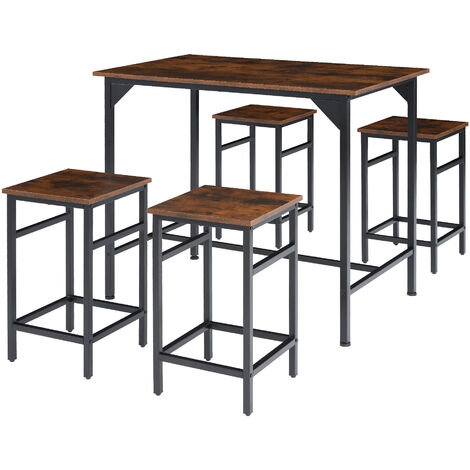 SET TAVOLO BAR Alto + 2 Sgabelli Legno E Acciaio Cucina Bar Ristorante EUR  96,84 - PicClick IT