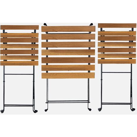 SWEEEK Set tavolo da bistrot in legno, metallo, 2 sedie pieghevoli