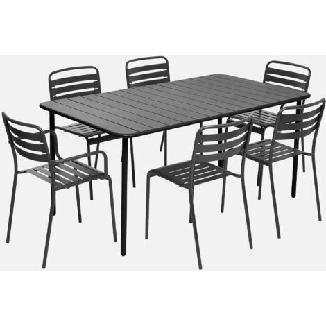 Set tavolo da giardino in acciaio con 2 poltrone e 4 sedie