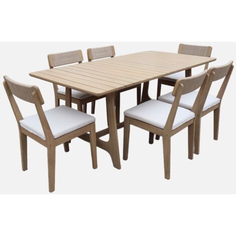 Set tavolo da giardino in legno di acacia con 6 sedie