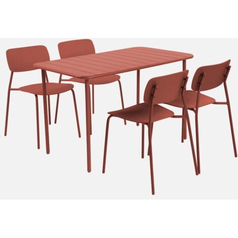 Set tavolo da giardino in metallo con 4 sedie