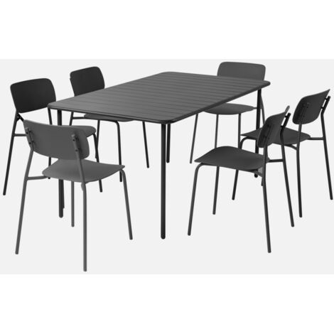 Set tavolo da giardino in metallo con 6 sedie