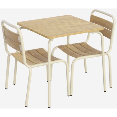 Set tavolo da giardino per bambini in acciaio e legno con 2 sedie
