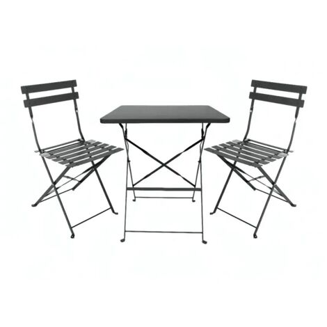 Set Tavolo da Giardino Quadrato 70x70 cm con 2 Sedie Antracite