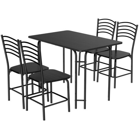 Set tavolo da pranzo 5 pezzi con gambe in metallo, Tavolo rettangolare da cucina e sedie per 4 persone 107x70x75cm