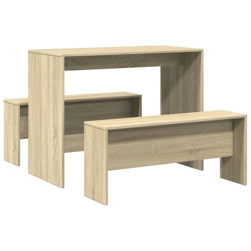 Set Tavolo Da Pranzo E Panche 3 Pz Rovere Sonoma In Truciolato Vidaxl